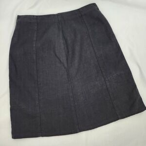 Black Y2K Linen A-Line Mini Skirt Womens Size 6 Retro Casual Resort Summer